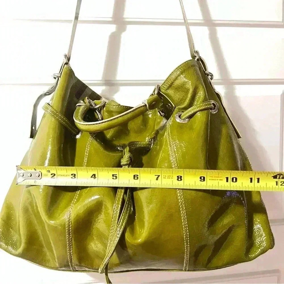 PLINIO VISIONA GREEN PATENTED  LEATHER TOTE SHOULDER BAG LEATHER MADE IN ITALY - Picture 14 of 17